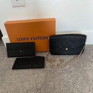 Louis Vuitton Félicie Pochette - Black with Gold Chain